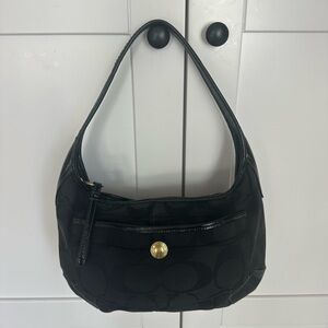 COPY - Coach Black Signature Logo Hobo Handbag 
Measures 12” x 8”